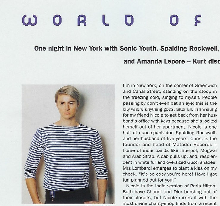 A person in a striped shirt is on the left with New York party photo text.